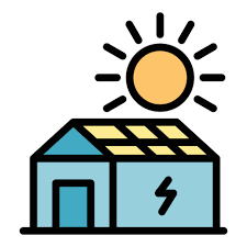 House With Solar Panel Icon Color