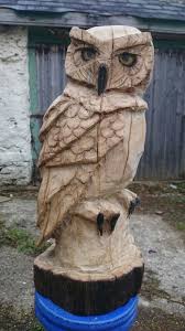 Carved Wooden Owl Sculpture Irish Oak