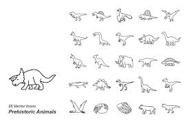 Prehistoric Animals Outlines Vector