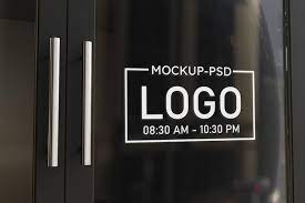 Premium Psd Logo Mockup On The Glass Door