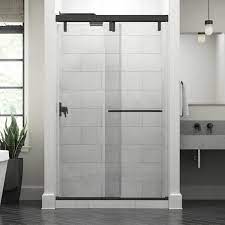 Delta Mod 48 In X 71 1 2 In Soft Close Frameless Sliding Shower Door In Bronze With 3 8 In Tempered Clear Glass