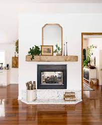 install a floating barn beam mantel