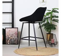 Swivel Corduroy Bar Stool Luna Black