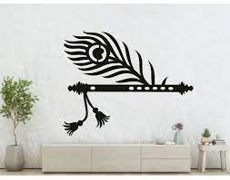 Cnc Metal Flute With Feather Wall Art