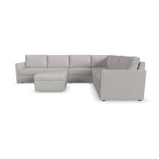 Flex 6 Seat Sectional With Narrow Arm And Storage Ottoman
