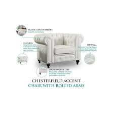 Emery Accent Chair Color White Fabric Material Pu