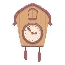 Wooden Cuckoo Clock Icon Cartoon Vector