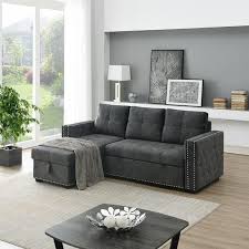 Black Velvet Sleeper Sectional Sofa