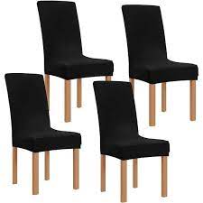 Sx Black Stretch Dining Chair Covers Set Of 4 Washable Chair Slipcovers