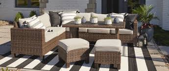 Outdoor Wicker Sectional Dining Set