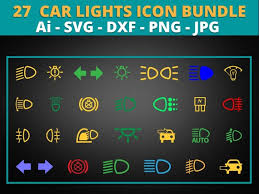 27 Car Lights Dashboard Icons Bundle