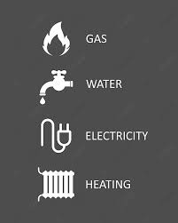 Utility Icons For Fire Water Electric