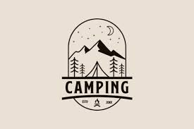 Camping Line Art Logo With Emblem Icon