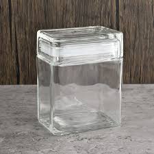 Large Rectangle Glass Jar With Lid