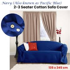 2 Seater Cotton Sofa Cover Navy Also