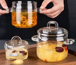 Dual Handles Borosilicate Glass Pot