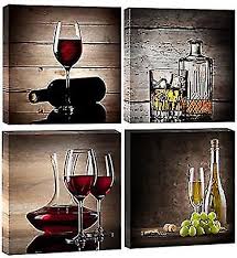 Red Wine Cups Modern Kitchen Wall Art