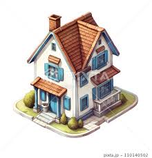 Isometric Family House Building Icon In