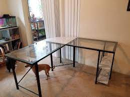 Altra Aden Glass L Desk Grey For