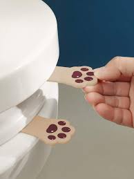 2pcs Brown Cat Paw Design Toilet Lid