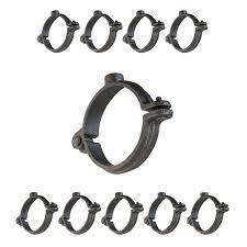 The Plumber S Choice 1 2 In Hinged Split Ring Pipe Hanger Malleable Iron Clamp With 3 8 In Rod Fitting For Suspending Tubing 10 Pack