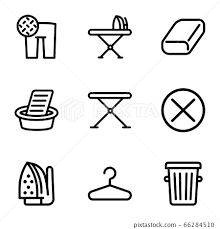 Laundry Home Wash Icon Set Outline