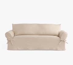 Relaxed Fit Slipcover With Ties Loveseat Oatmeal Pottery Barn