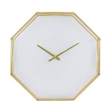 White Octagon Wire Metal Wall Clock