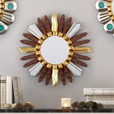 Star Inspired Wood Wall Mirror With