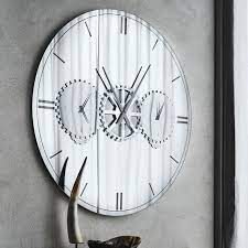 Wall Clock In Mirrored Glass