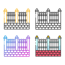 Fence Icon Design In Four Variation Color