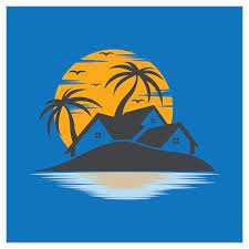 Minimalist Icon Sunset Beach House Logo