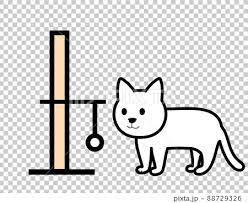 Cat Tree And White Cat Icon Stock