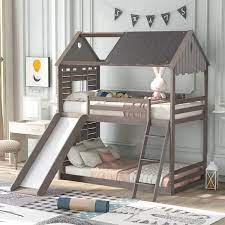 Jasmoder Twin Over Twin Bunk Bed Wood