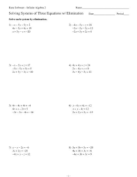 Systems Of Three Equations Elimination