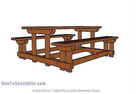 Picnic Table With Attached Benches