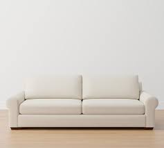 Langston Upholstered Sofa 89 2x1 Down Blend Wrapped Cushions Performance Everydayvelvet Carbon Pottery Barn