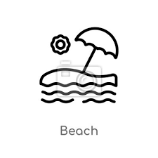 Outline Beach Vector Icon Isolated