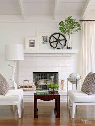 Painted Brick Stone Fireplace