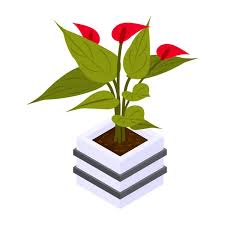 Flower Pot Icon Isometric Potted Plant