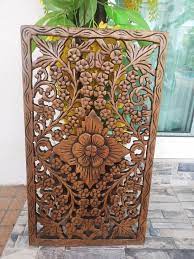 Wood Carving Wall Decor Flower Pattern