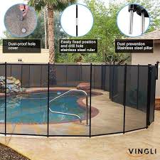 5 Ft X 12 Ft Pool Safety Fence For In Gound Swimming Pool In Black Mesh Fence