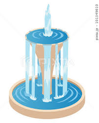 Isometric Fountain Icon For Outdoor