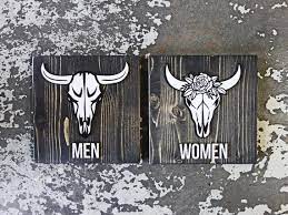 Cow Skull Restroom Bathroom Signs