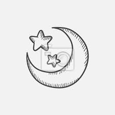 Moon And Stars Sketch Icon Wall