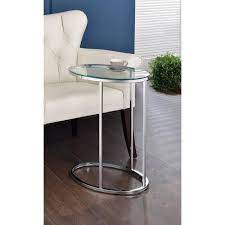Coaster Snack Table In Glass Chrome Size 11 25 Inchd X 18 Inchw X 24 5 Inchh