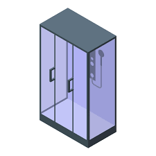 Domestic Shower Stall Icon Isometric Of