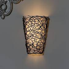 It S Exciting Lighting Iel 2100 Shade With Wicker Led Battery Powered Wall Sconce Black White