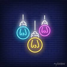 Colored Light Bulbs Hanging Neon Sign