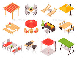Garden Furniture Icon Set Vectors